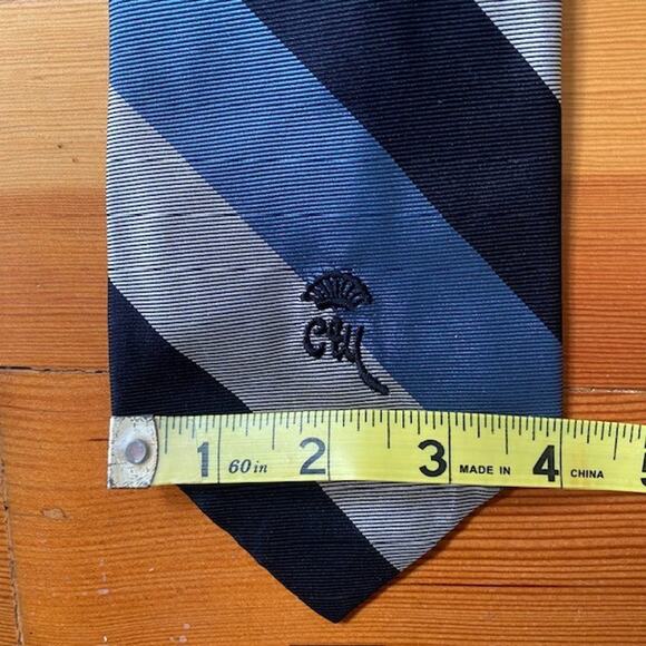 Vintage Countess Mara Neck Tie Navy Blue Gray Diagonal Stripe Silk Tie 56 x 4 - Picture 6 of 6